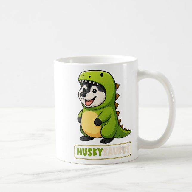Taza De Café Costume Husky Dinosaurio Trex Huskysaurus Animal L (Derecha)