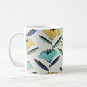 Taza De Café costura de ilustracion floral vintage abstracta de