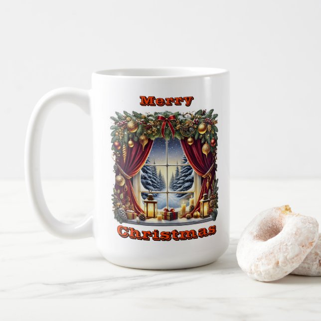 Taza De Café Cosy Winter Wonderland View (Con donut)