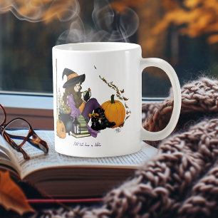 Taza De Café Cosy Witch Vibes Halloween Pumpkins Purple