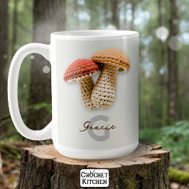 Taza De Café Coszy Cottagecore Crochet Mushroom Monograma