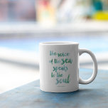 Taza De Café Cotización del mar de acuarela<br><div class="desc">"La voz del mar habla al alma". Presenta la cita de "El despertar" de Kate Chopin en un tipo de letra de pincelada y tonos de acuarela de lazo de ensueño. Perfecto para los amantes de la playa,  de las casas de playa o de la inspiración del océano.</div>