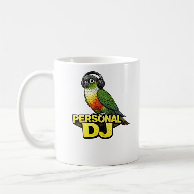 Taza De Café Cotorra de Cheek Verde DJ Personal (Izquierda)