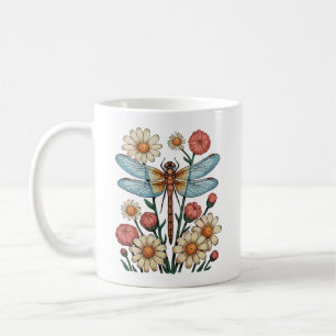 Taza De Café Cottage de flores de libélula Jardín Flor Naturale