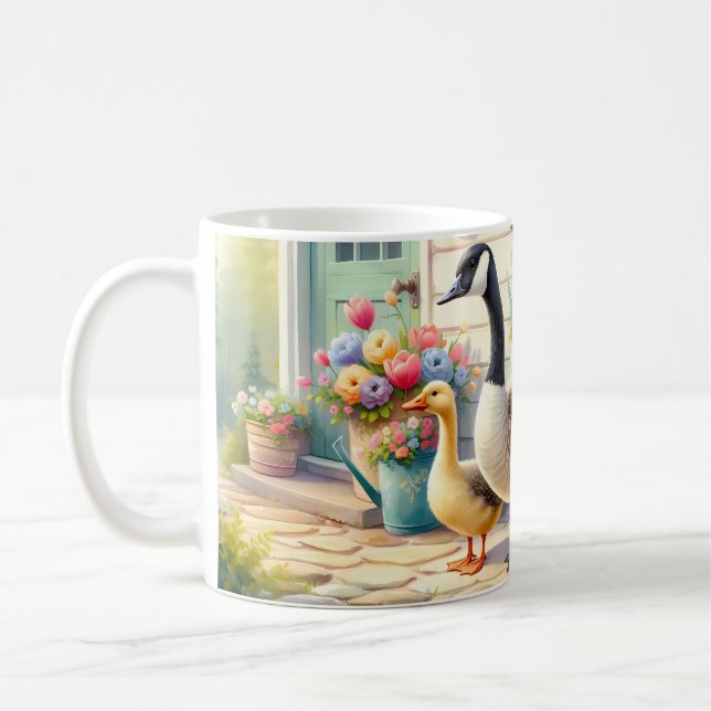 Taza De Café Cottage Garden Geese Spring Illustration (Izquierda)