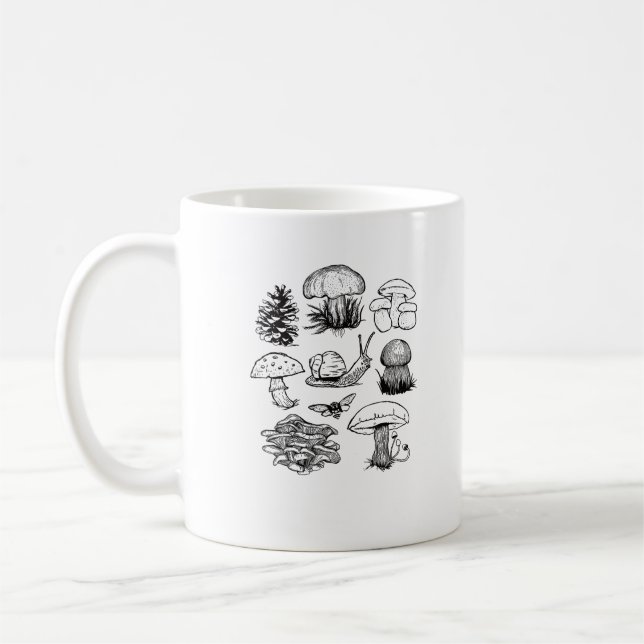 Taza De Café Cottagecore Aesthetic Goblincore Mushroom Snail (Izquierda)