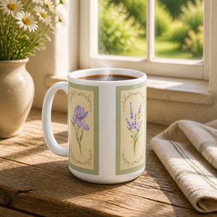 Taza De Café Cottagecore Amarillo Floral Acuarela