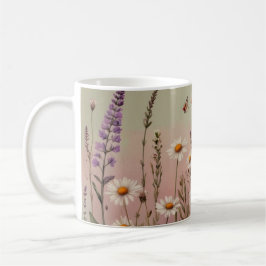 Taza De Café Cottagecore Lavender and Daisy Floral Botanical
