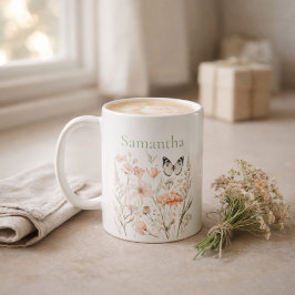 Taza De Café Cottagecore personalizado de flores silvestres