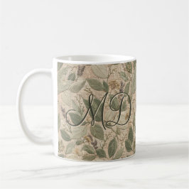 Taza De Café Cottagecore Rústico Floral Botánico Verde Salvia