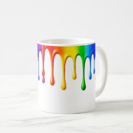 Taza De Café Coulures arc en ciel autour d'un mug.