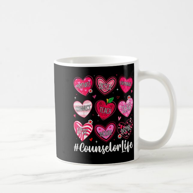 Taza De Café Counselor Life School Counseling Hearts School Val (Derecha)
