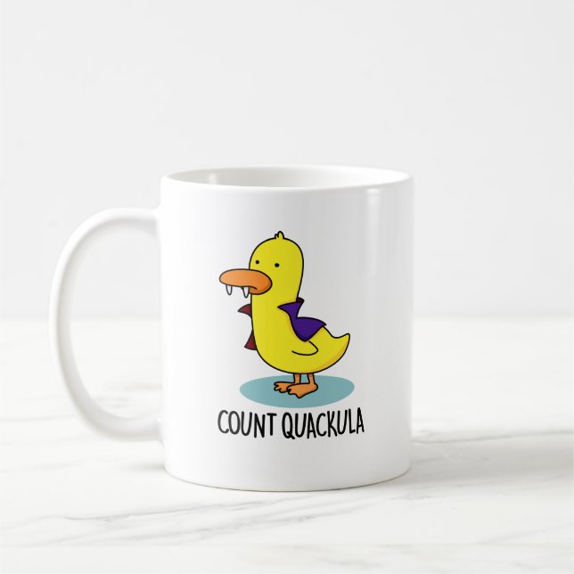 Taza De Café Count Quackula Funny Duck Pun (Izquierda)