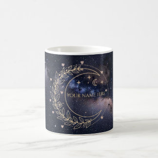 Taza De Café Coussin Personnalisé Lune Mystique et Ciel Étoilé 