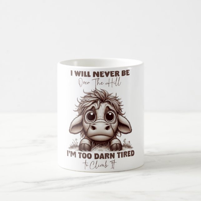 Taza De Café Cow Cita Regalo Nunca Estaré Sobre Hill Retro (Centro)
