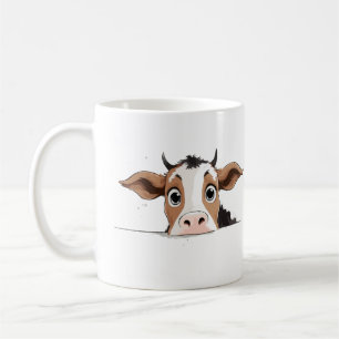Taza De Café Cow Peeking Cute Adorable Gracioso Personalizado A