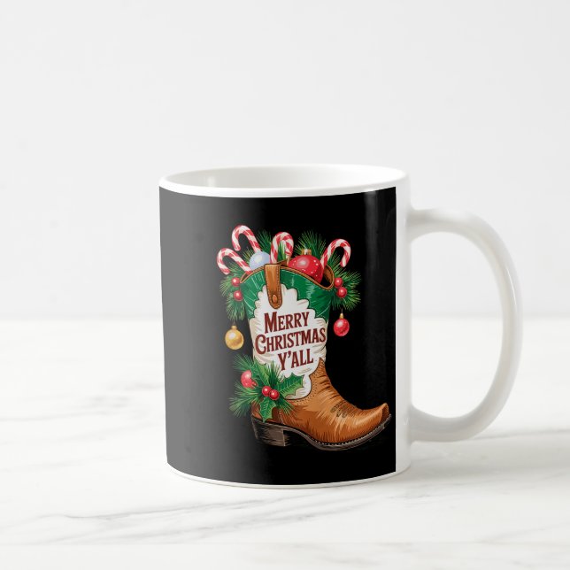 Taza De Café Cowboy Boots Country Western Merry Christmas Y'all (Derecha)