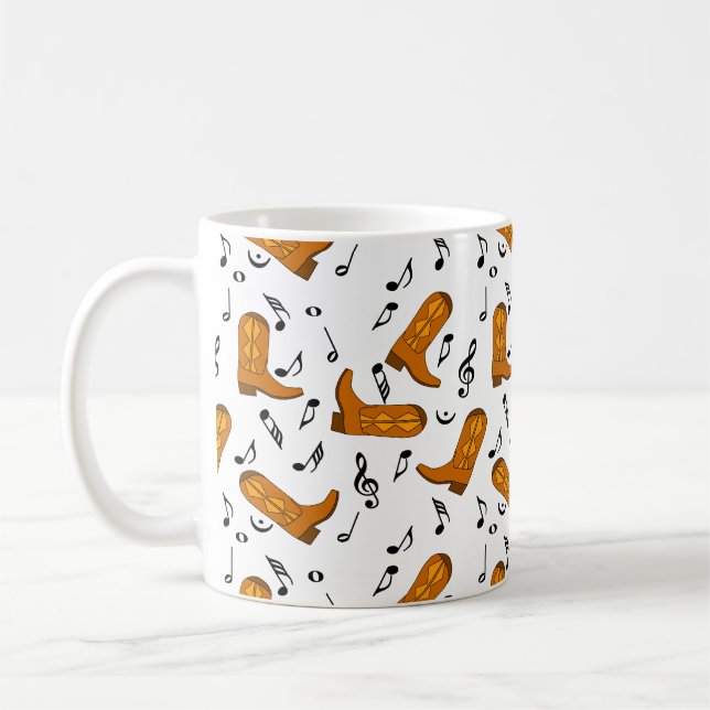 Taza De Café Cowboy Boots Music Notes (Izquierda)
