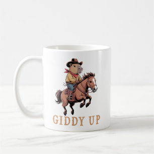Taza De Café Cowboy capibara montando caballos se levanta