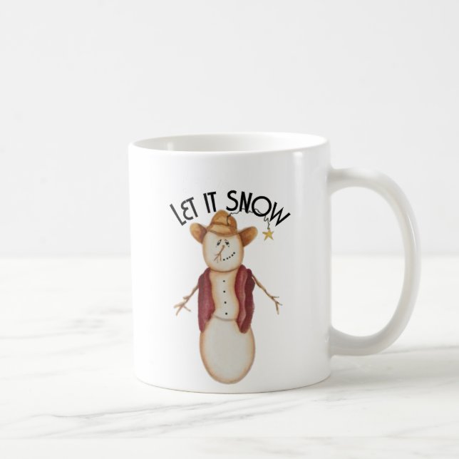 Taza De Café Cowboy De Arte Popular Cute Snowman (Derecha)