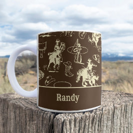 Taza De Café Cowboy de Rodeo Occidental personalizado Dark Brow