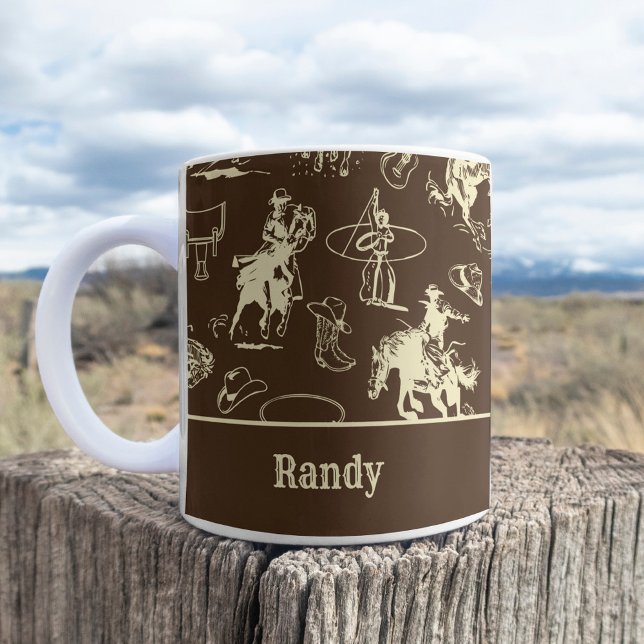 Taza De Café Cowboy de Rodeo Occidental personalizado Dark Brow (Subido por el creador)