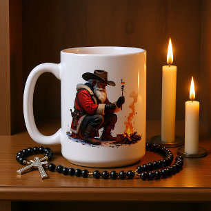 Taza De Café Cowboy Santa Asa Malvavisco en Fogata