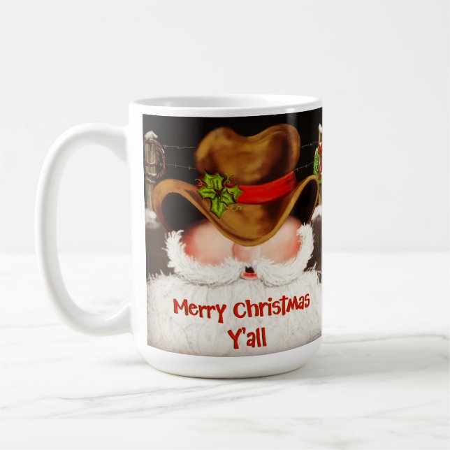 Taza De Café Cowboy Santa Navidades divertidos (Izquierda)