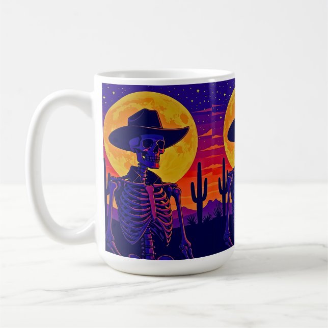 Taza De Café Cowboy Skeleton Under the Desert Moon (Izquierda)