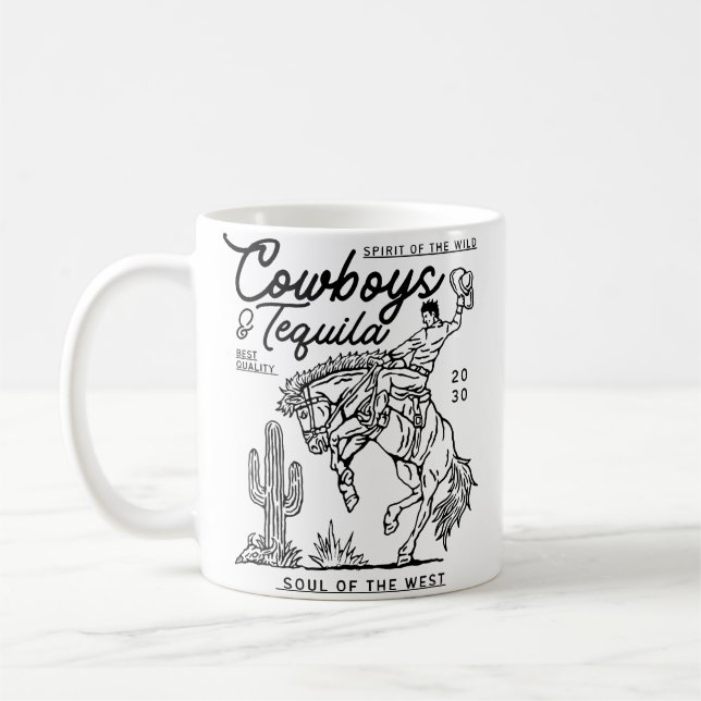 Taza De Café Cowboys And Tequila Texas Horse Riding Country Rod (Izquierda)