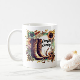 Taza De Café Cowgirl Country Sunflower Boots Mug