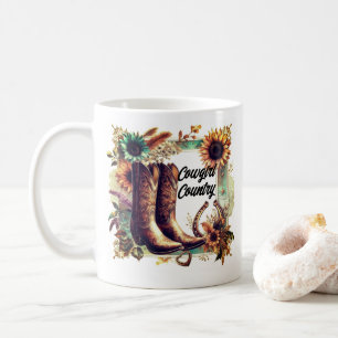 Taza De Café Cowgirl Country Sunflower Boots Mug