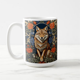 Taza De Café Coyote Elegante Inspirado en William Morris 