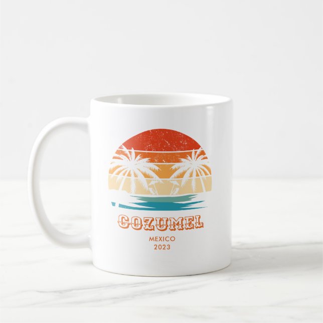Taza De Café Cozumel México Atardecer antiguo Combinación (Izquierda)