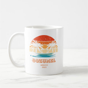 Taza De Café Cozumel México Atardecer vintage coincidente