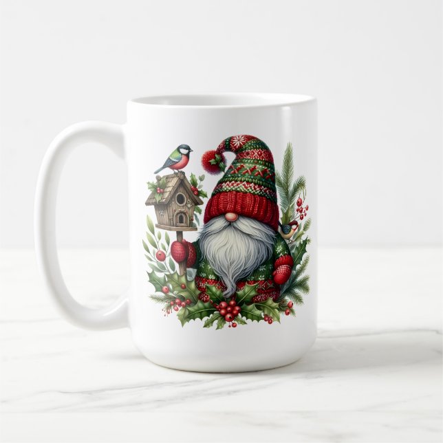 Taza De Café Cozy Christmas Gnome Art – Festive Holiday (Izquierda)