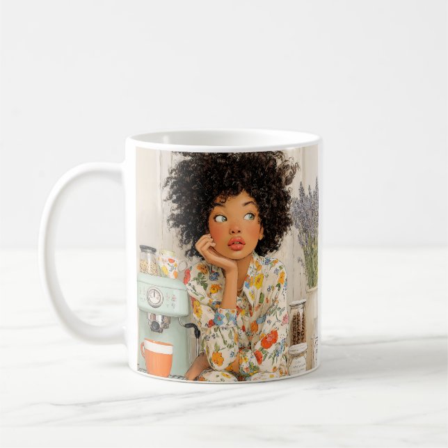 Taza De Café Cozy Coffee Morning Girl Mug – AI Art (Izquierda)