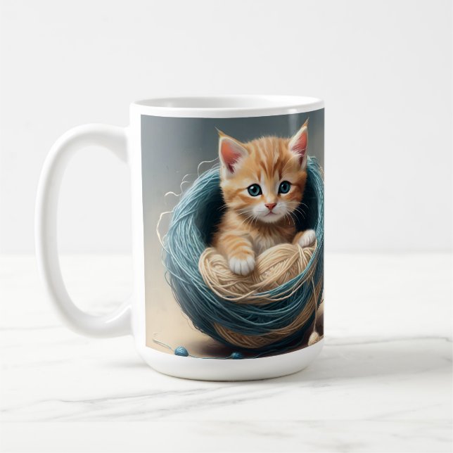 Taza De Café "Cozy Cuddle: El triste retiro del gatito" (Izquierda)