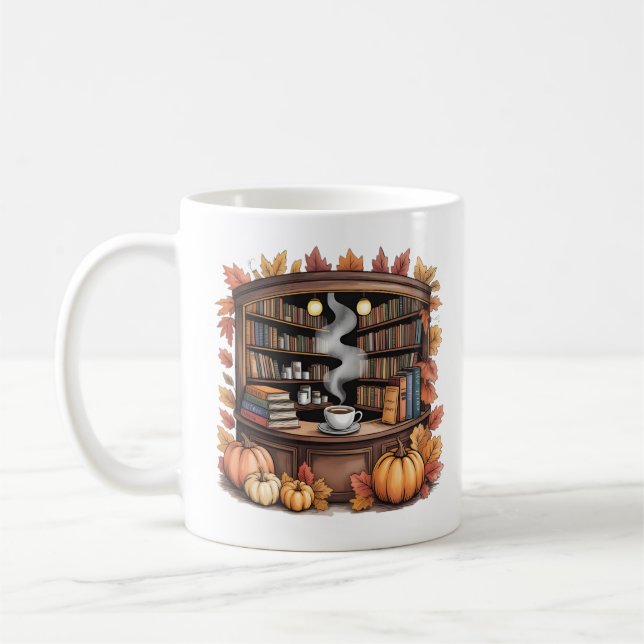 Taza De Café Cozy Fall Library Coffee Mug — Book Nook  (Izquierda)