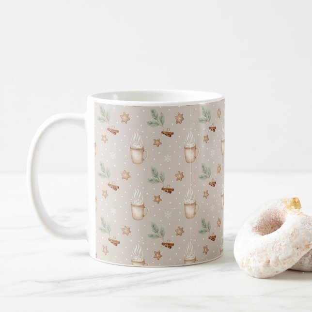 Taza De Café Cozy Holiday Aesthetic Mug – Minimal Winter Gift (Con donut)