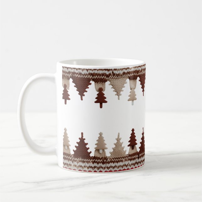 Taza De Café Cozy Knitted Christmas Trees Fair Isle Classic  (Izquierda)