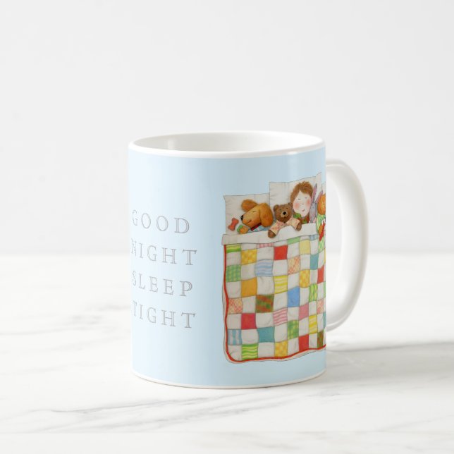 Taza De Café COZY QUILE Mug Blanco + Azul (Anverso derecho)