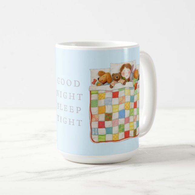 Taza De Café COZY QUILE Tall White Mug + Azul (Anverso derecho)