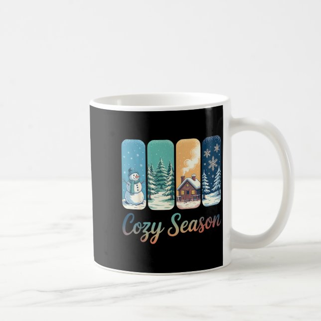 Taza De Café Cozy Season Winter Wonderland Cabin Snowman Snowfl (Derecha)