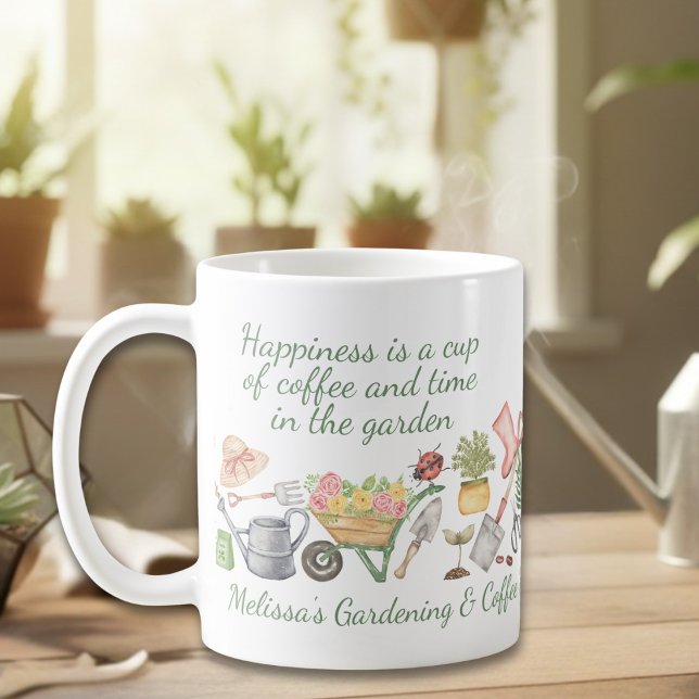 Taza De Café Cozy Watercolor Gardening Tools Rose Botanical  (Subido por el creador)