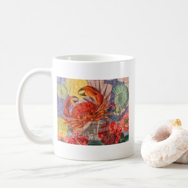 Taza De Café Crab Nautical Beach Art (Con donut)
