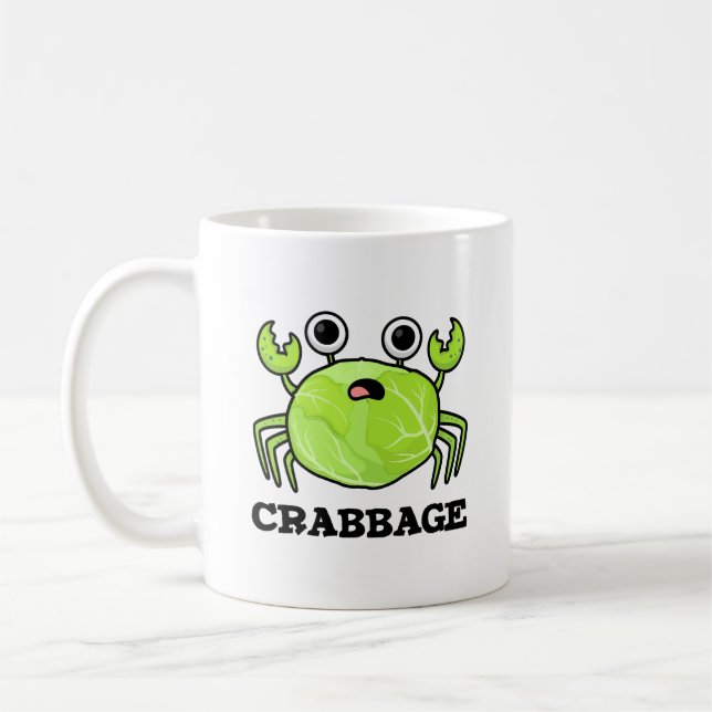 Taza De Café Crabbage Funny Cabbage Crab Pun (Izquierda)