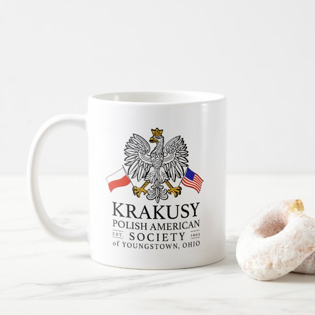 Taza De Café Cracovia Sociedad Polaca Estadounidense Café Mug (Con donut)
