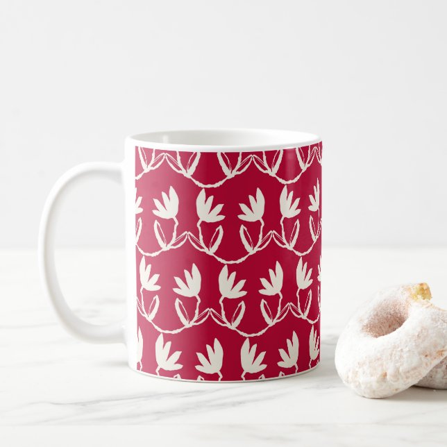 Taza De Café Cranberry Holiday Floral (Con donut)