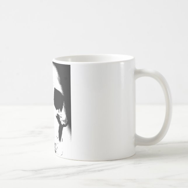 Taza De Café Cráneo blanco y negro (Derecha)